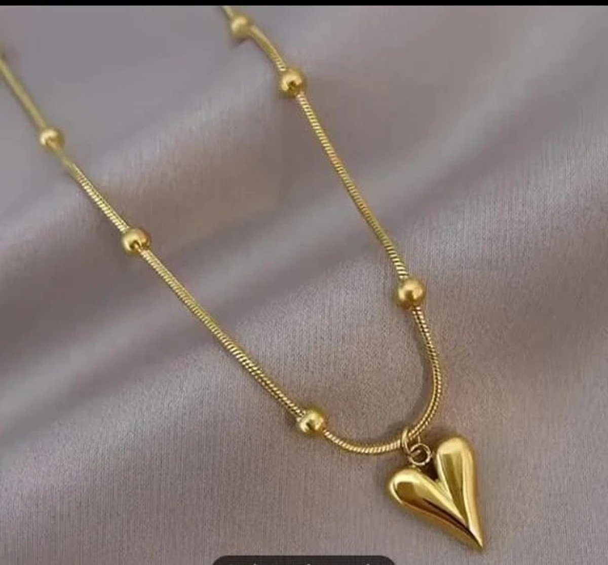 Cadena corazón moderno de acero inoxidable chapado en oro 18K - 3