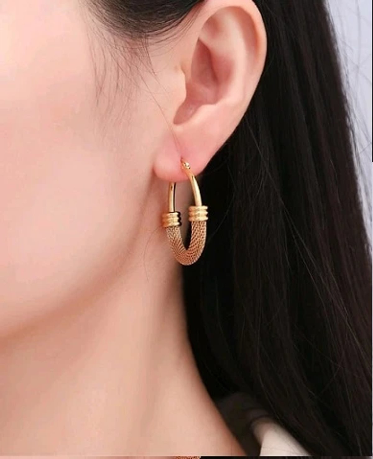 Aros de acero inoxidable chapados en oro 18 K estilo 1 - 2