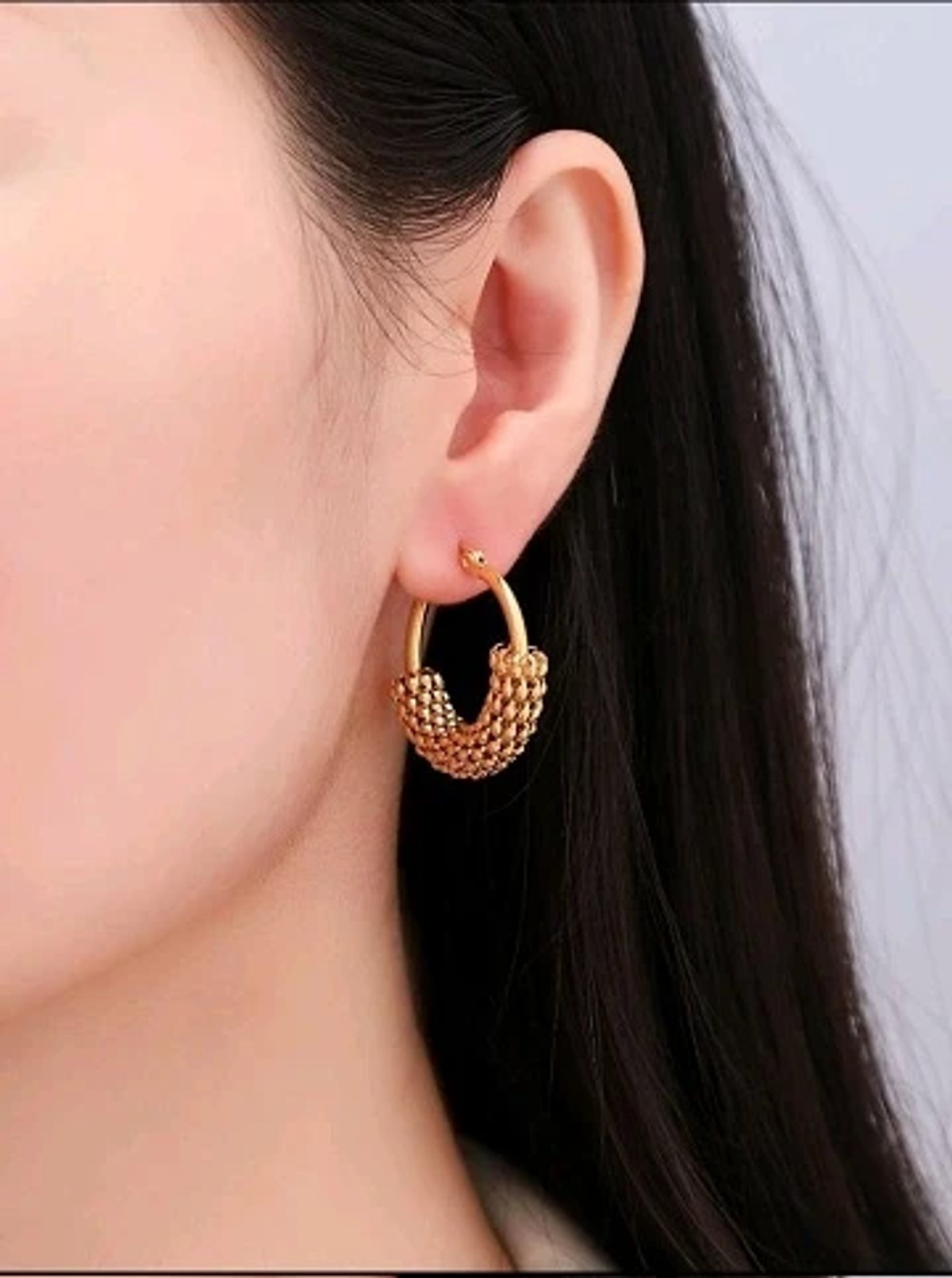 Aros acero inoxidable chapado en oro 18, estilo 3 - 2