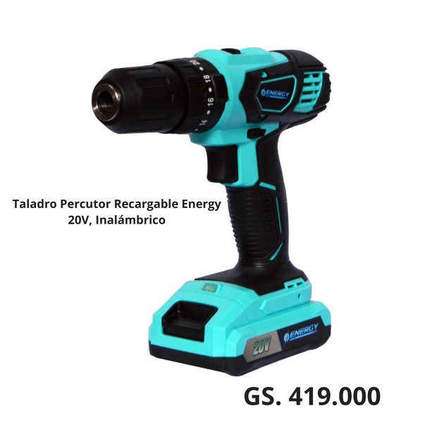 Taladro Percutor eléctrico y recargable 