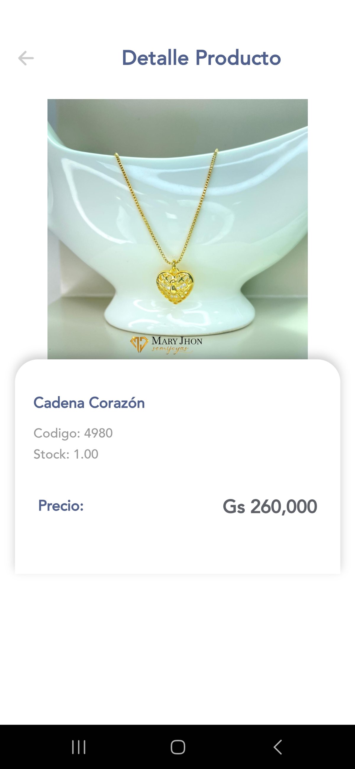 Cadena corazón de Mary Jhon