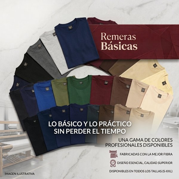 REMERAS BASICAS CUELLO REDONDO 100% ALGODON