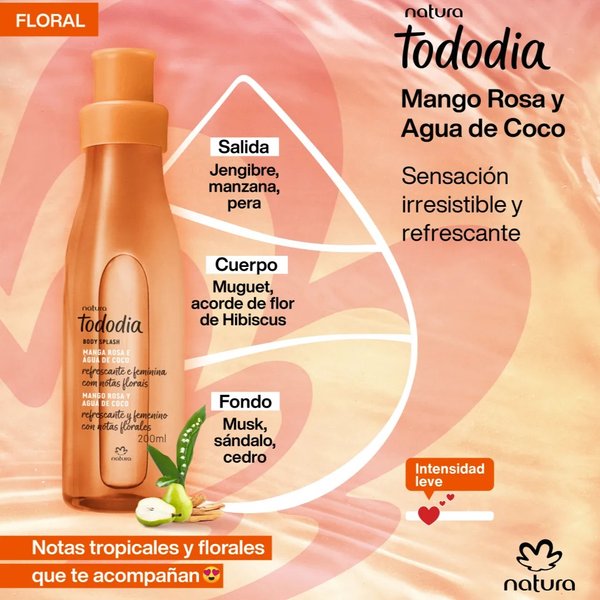 Body splash mango rosa y agua de coco 200ml