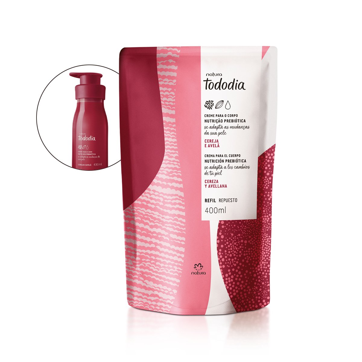 Recarga crema tododia 400ml cereza y avellanas