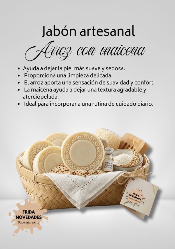 Jabon artesanal de arroz y maicena