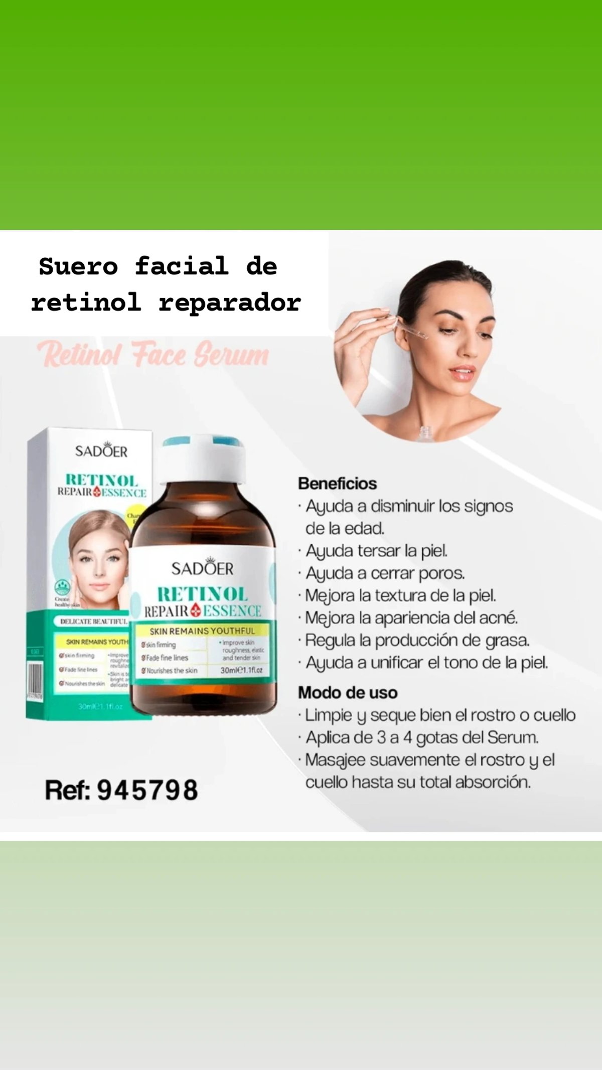 Suero facial con retinol 