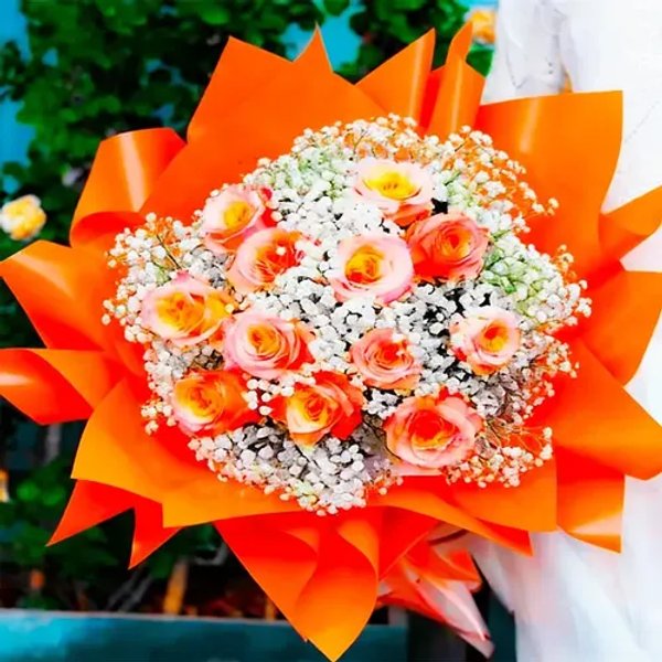 Papel coreano liso naranja retro
