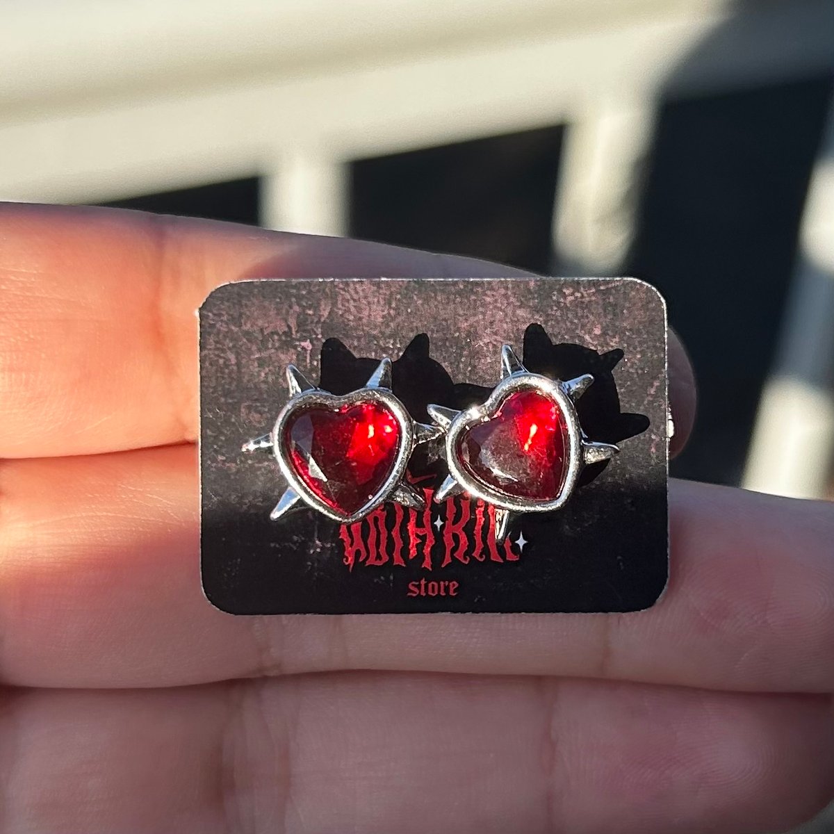 Aritos de corazones rojo - 2