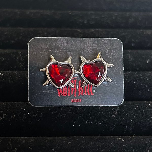 Aritos de corazones rojo