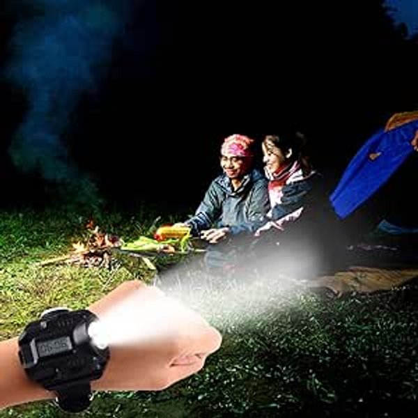 Reloj Deportivo HACIMI HT-8008 Reloj de Linterna LED Recargable Multifuncional con brújula