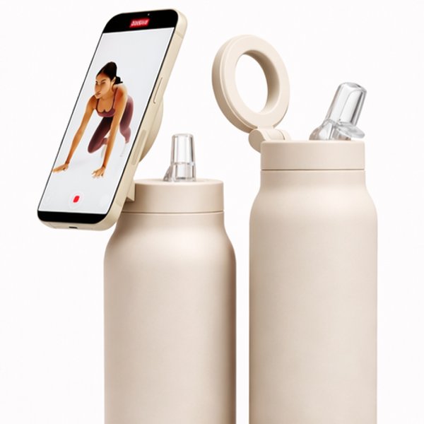 Botella con soporte magnético para celular