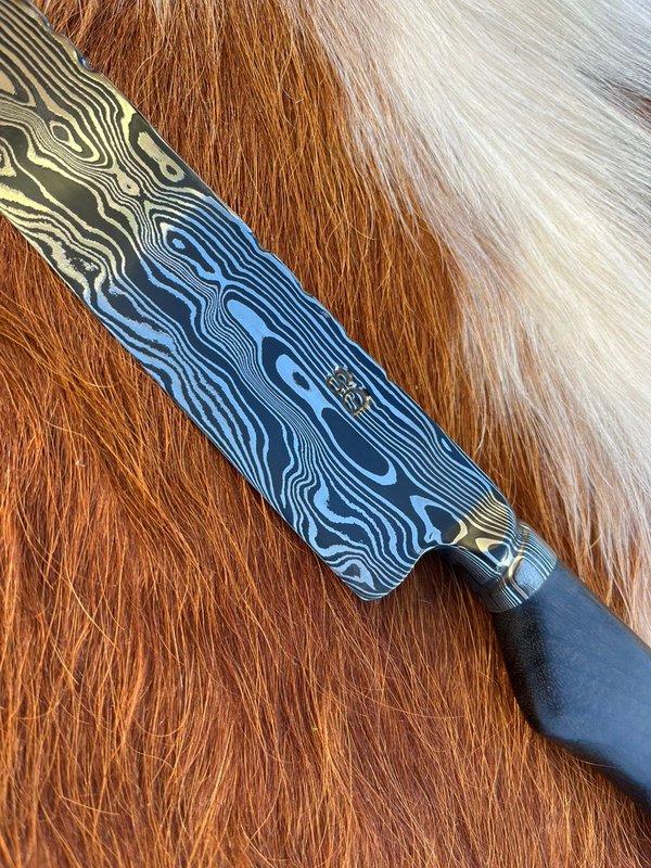 Cuchillo Artesanal SG Linea Ejecutiva Damasco Punta Ancha 8" 