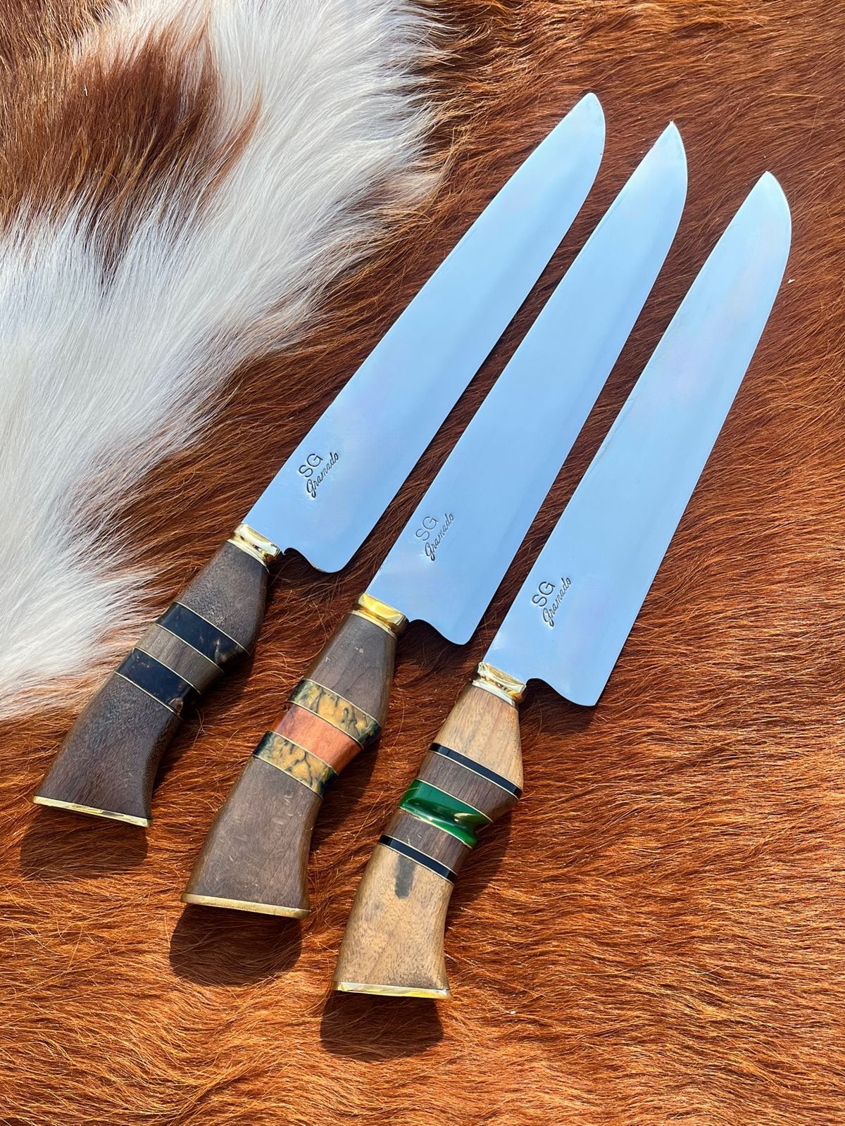 Cuchillo Artesanal SG Linea Gramado Punta Ancha Inox 2mm 10''   