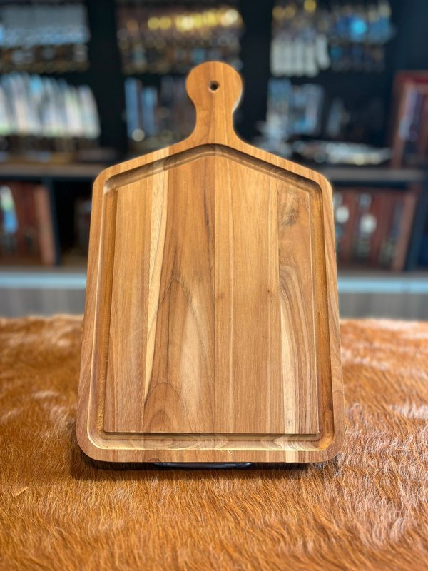 Tabla para asado con mango madera teca.