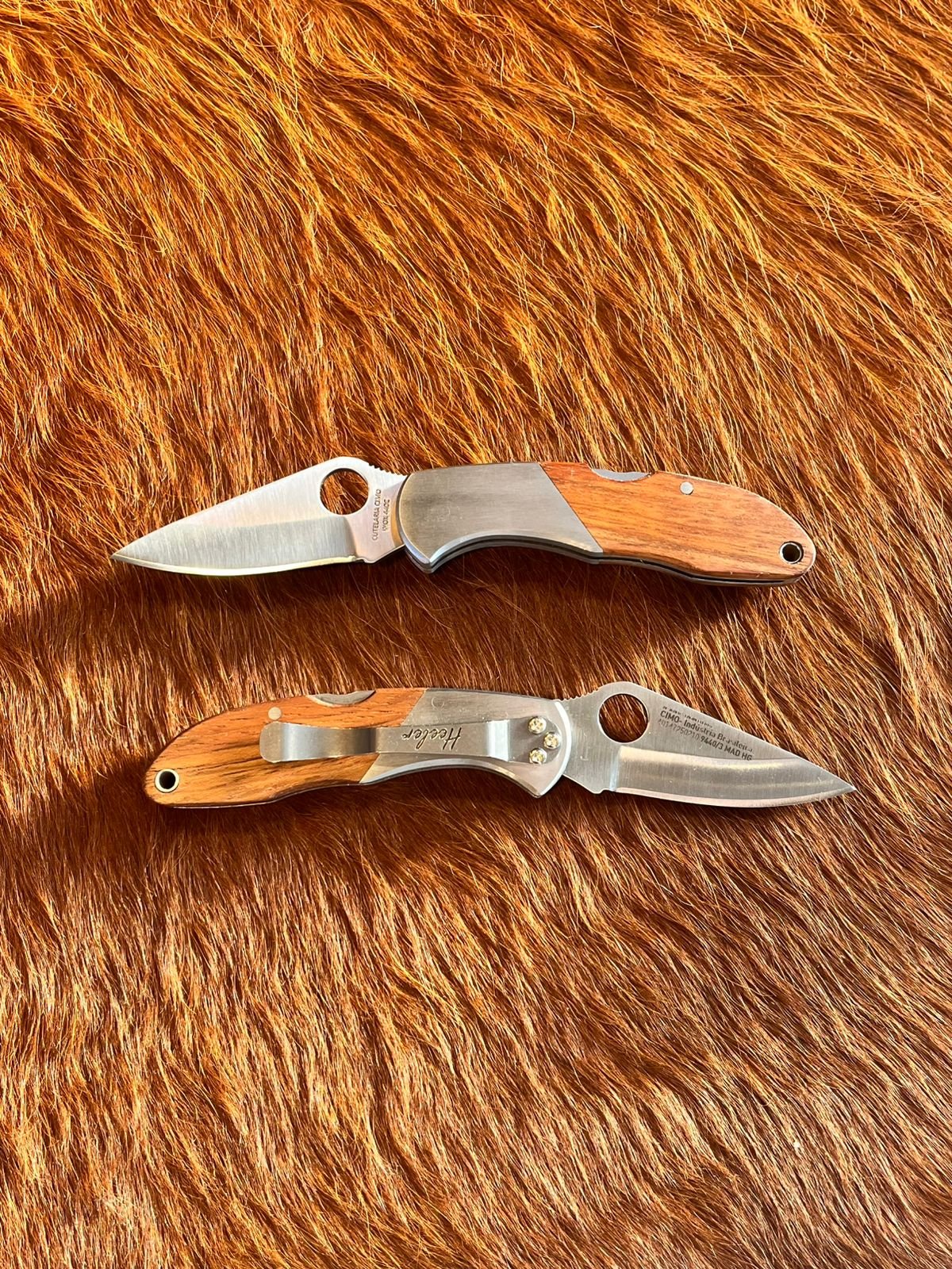 Navaja Cimo Heeler 9440/3 Inox CB Madera C/Clip - 9440/3-MAD