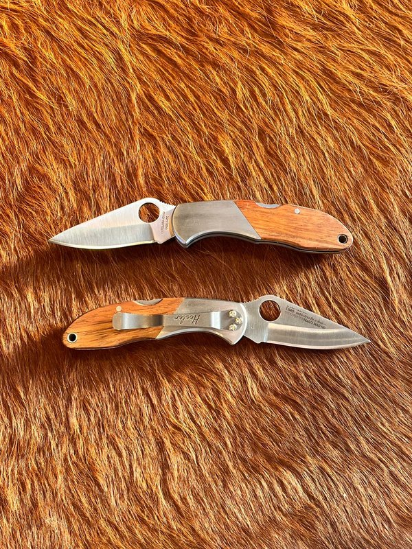 Navaja Cimo Heeler 9440/3 Inox CB Madera C/Clip - 9440/3-MAD