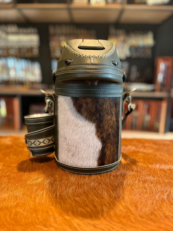 Termo para Terere en cuero con pelo matizado