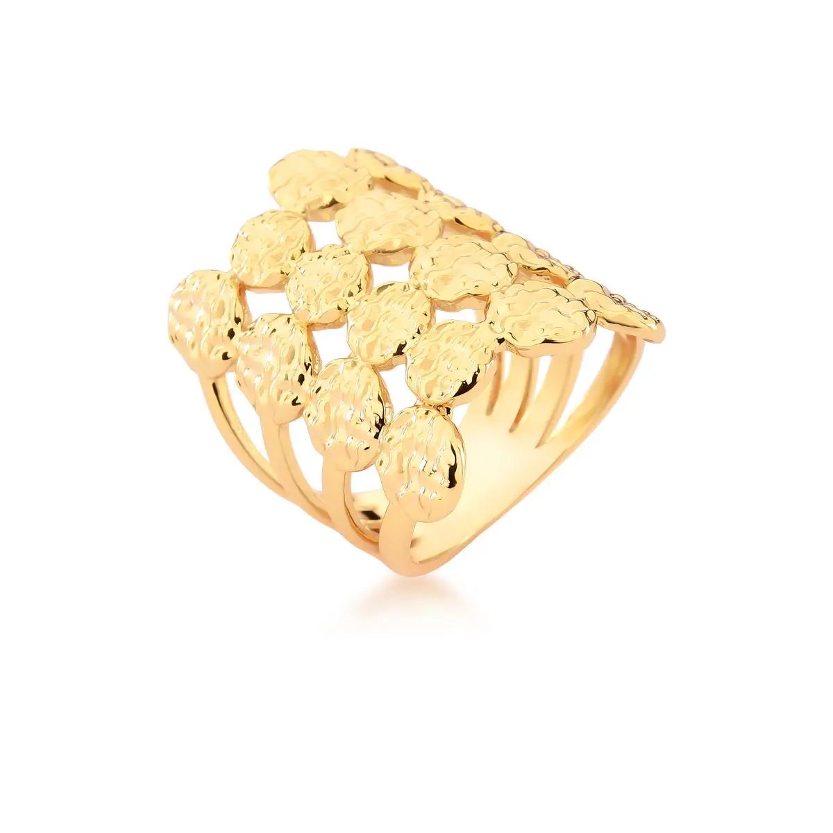 Anillo con medallas texturizadas - 2