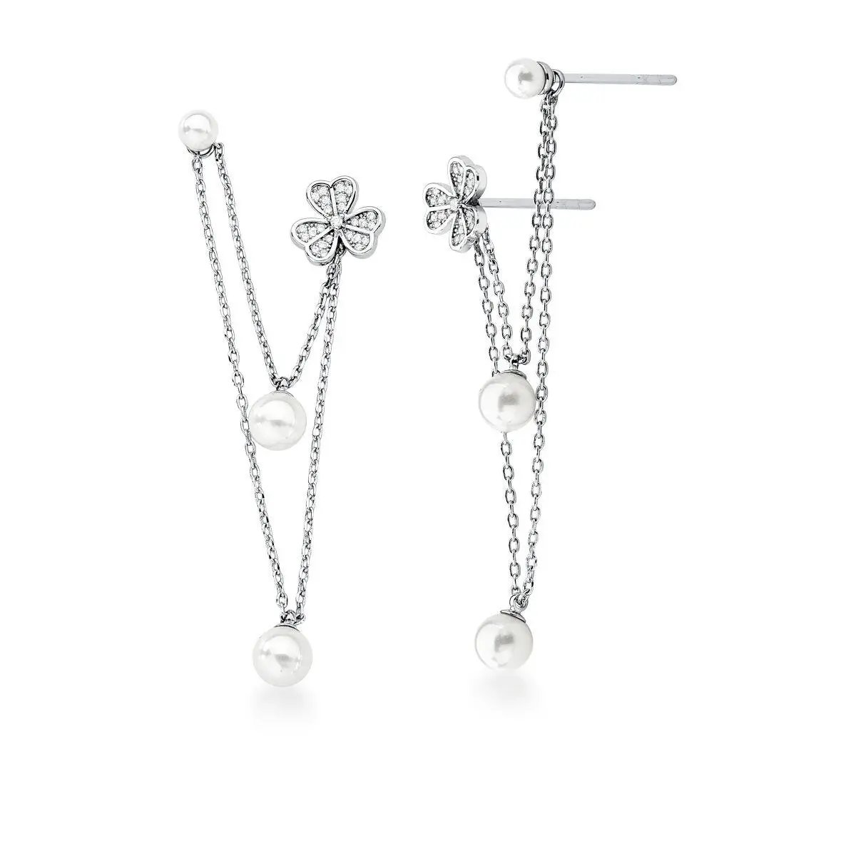 Aro Ear Line de flor con perlas - 2