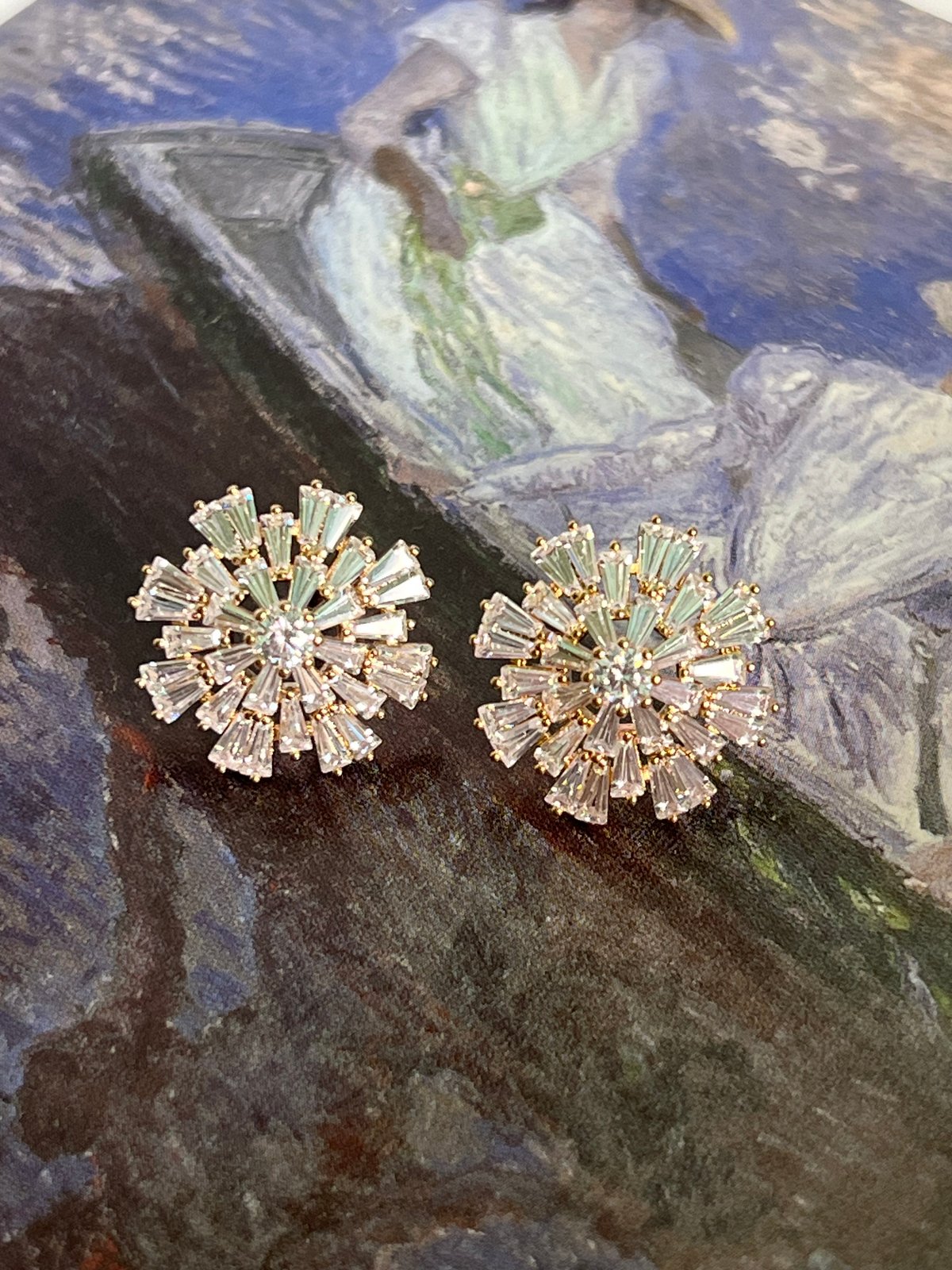 Aro de flor redondo con cristales  - 2