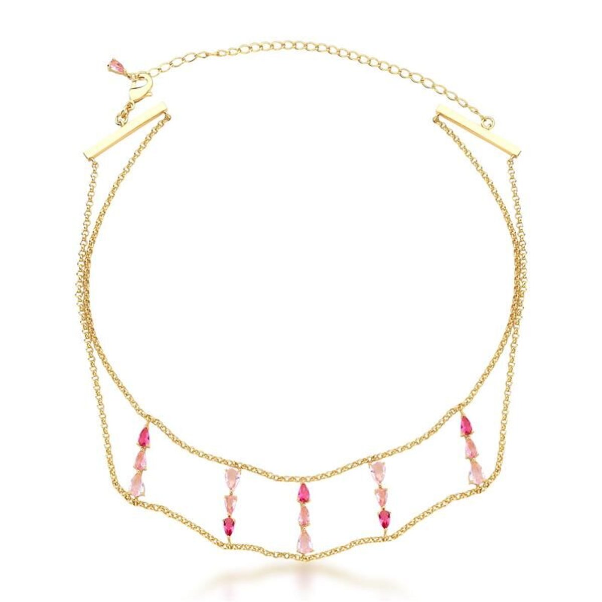 Choker con dos vueltas con cristales rosados - 2