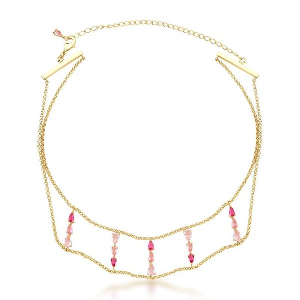 Choker con dos vueltas con cristales rosados