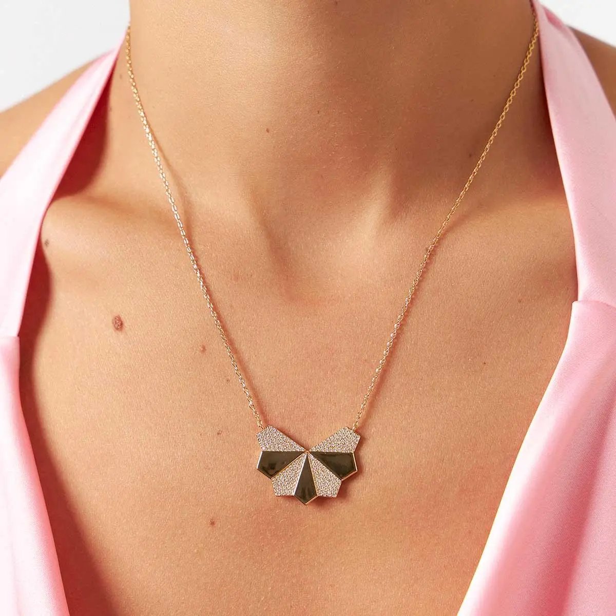 Collar media flor con zirconeas - 4