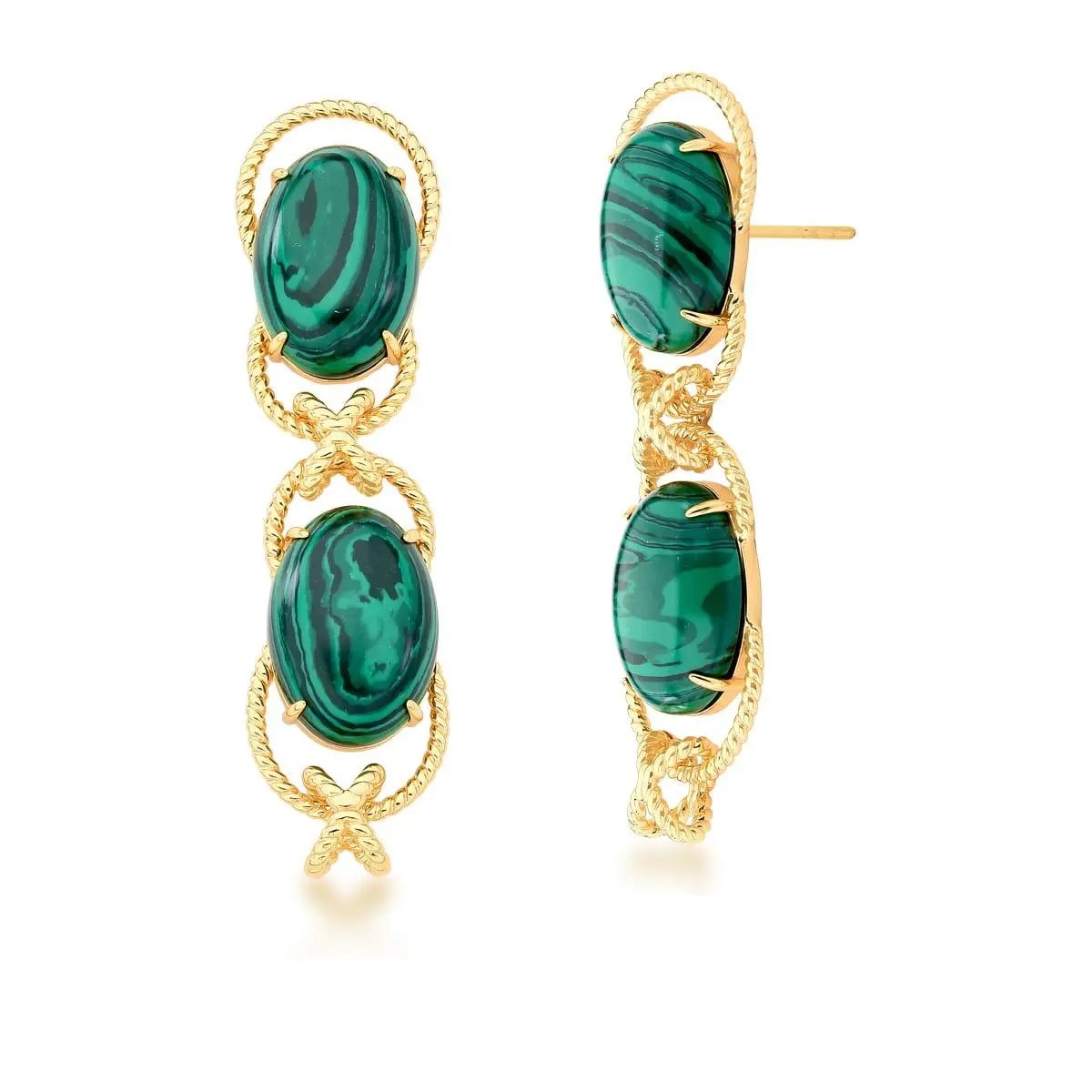 Aro colgante verde malaquita