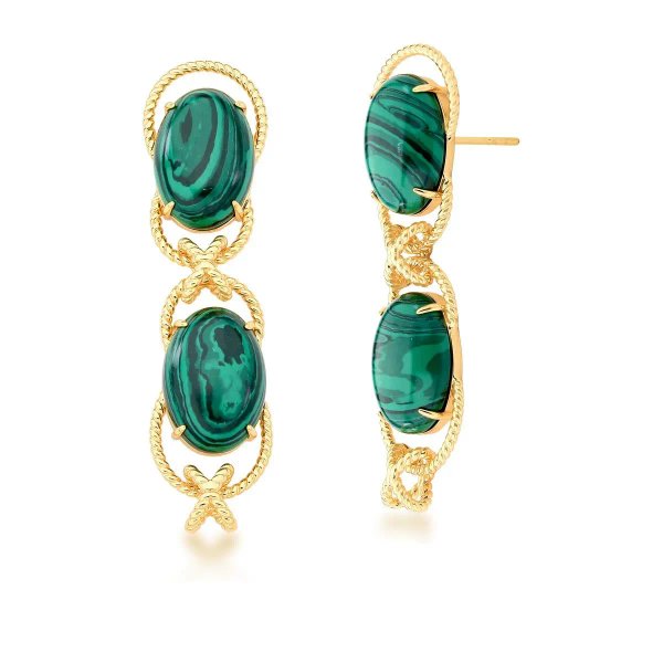 Aro colgante verde malaquita