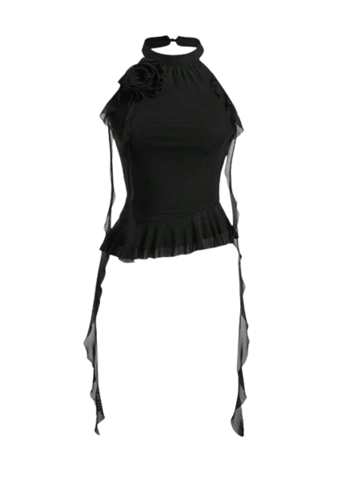 Top Halter con flor 3d y volados 