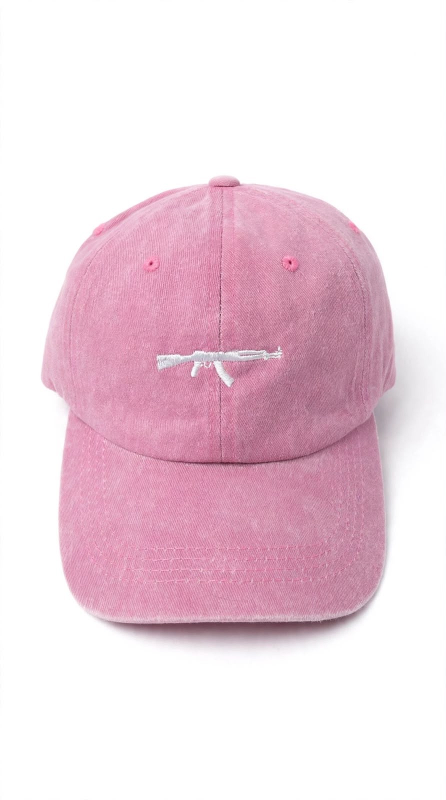 Gorra rosa con bordado blanco