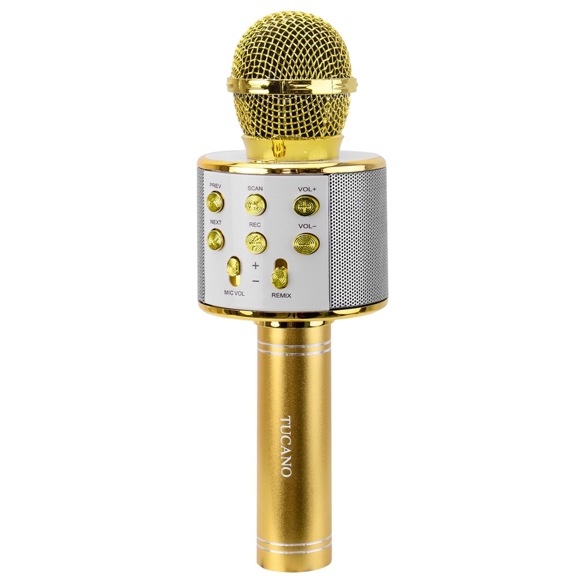 🎤 MICRÓFONO KARAOKE INALÁMBRICO DORADO – TUCANO