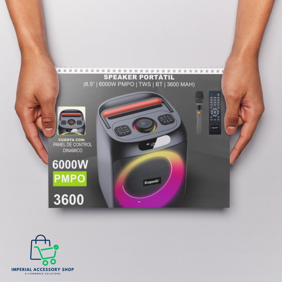 Speaker Ecopower EP-1923 / USB / SD / FM / BLT - Karaoke