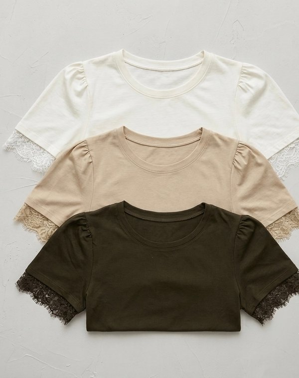 Remera de algodón con encajes
