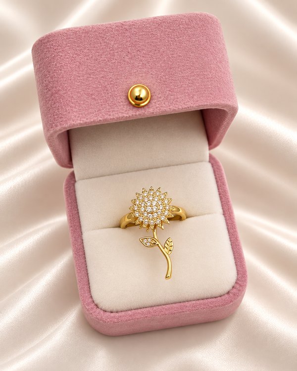 Anillo Girasol giratorio radiante 