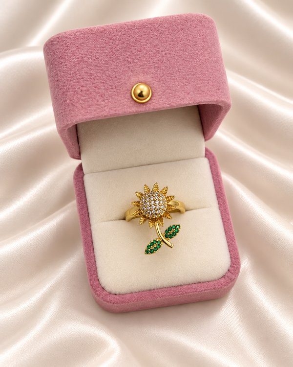 Anillo girasol giratorio esmeralda 