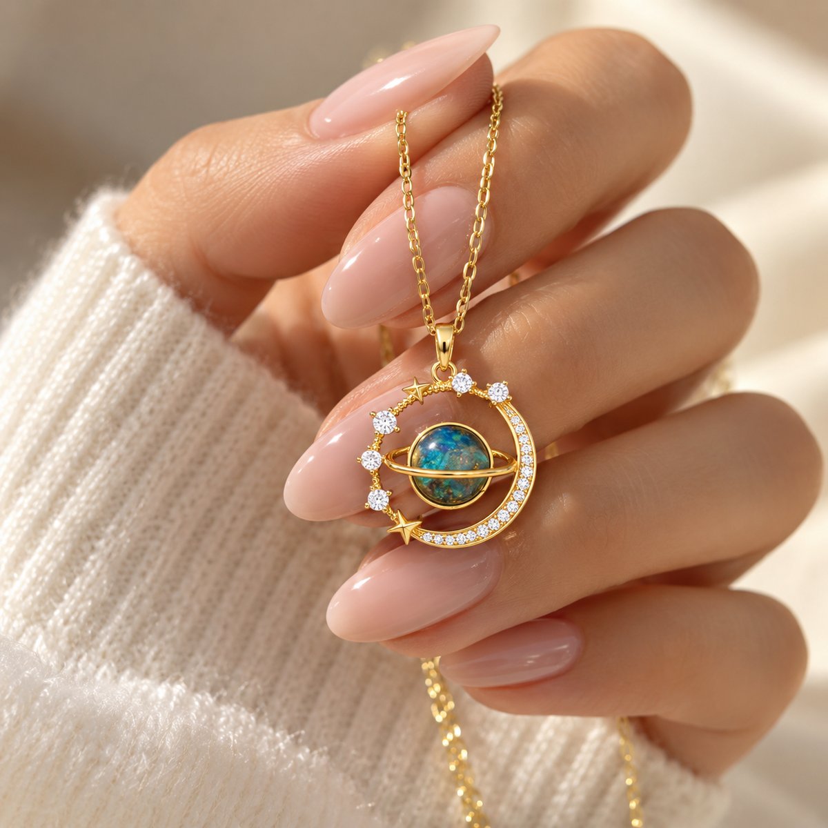 Collar Saturno dorado  - 2