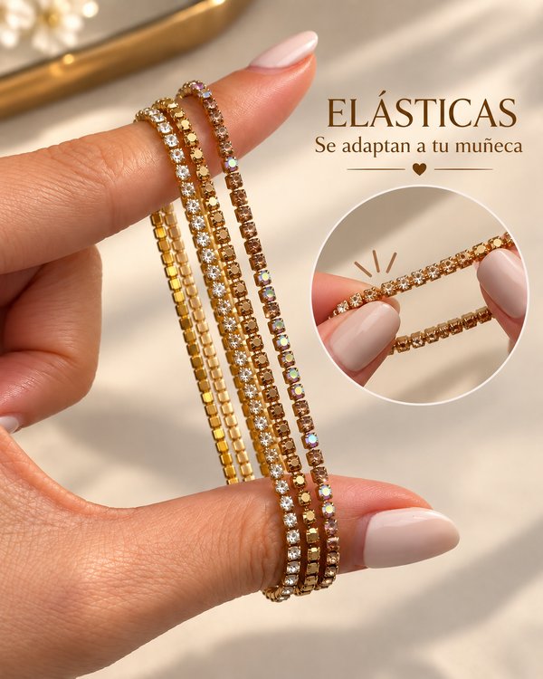 Pack de Pulseras Brillo Tenis (Set de 3)