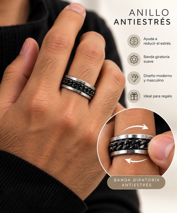Anillo antiestrés cadena Black