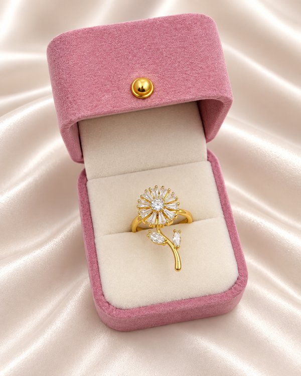Anillo girasoles giratorio cristal 