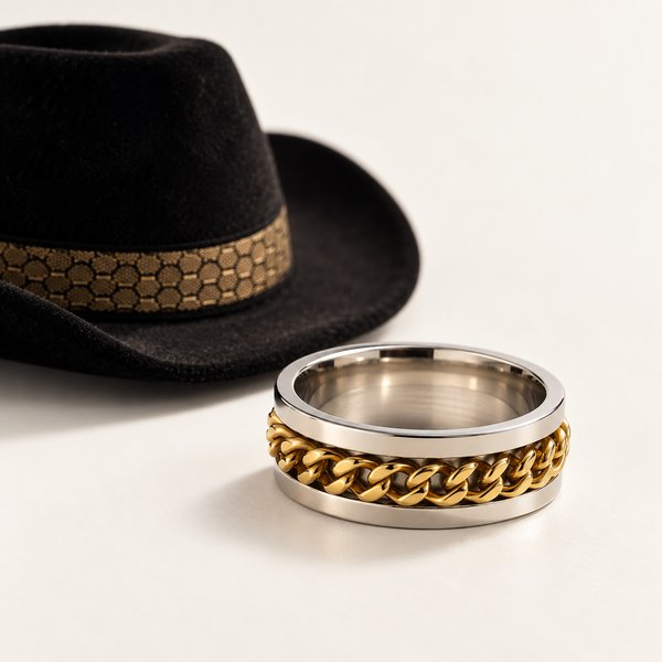 Anillo antiestrés cadena dorada