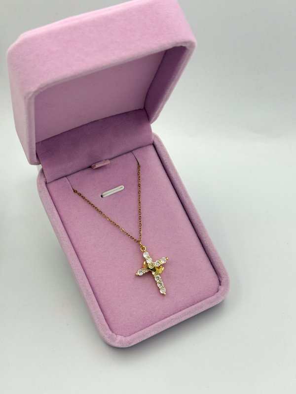 Collar cruz con corona giratoria 