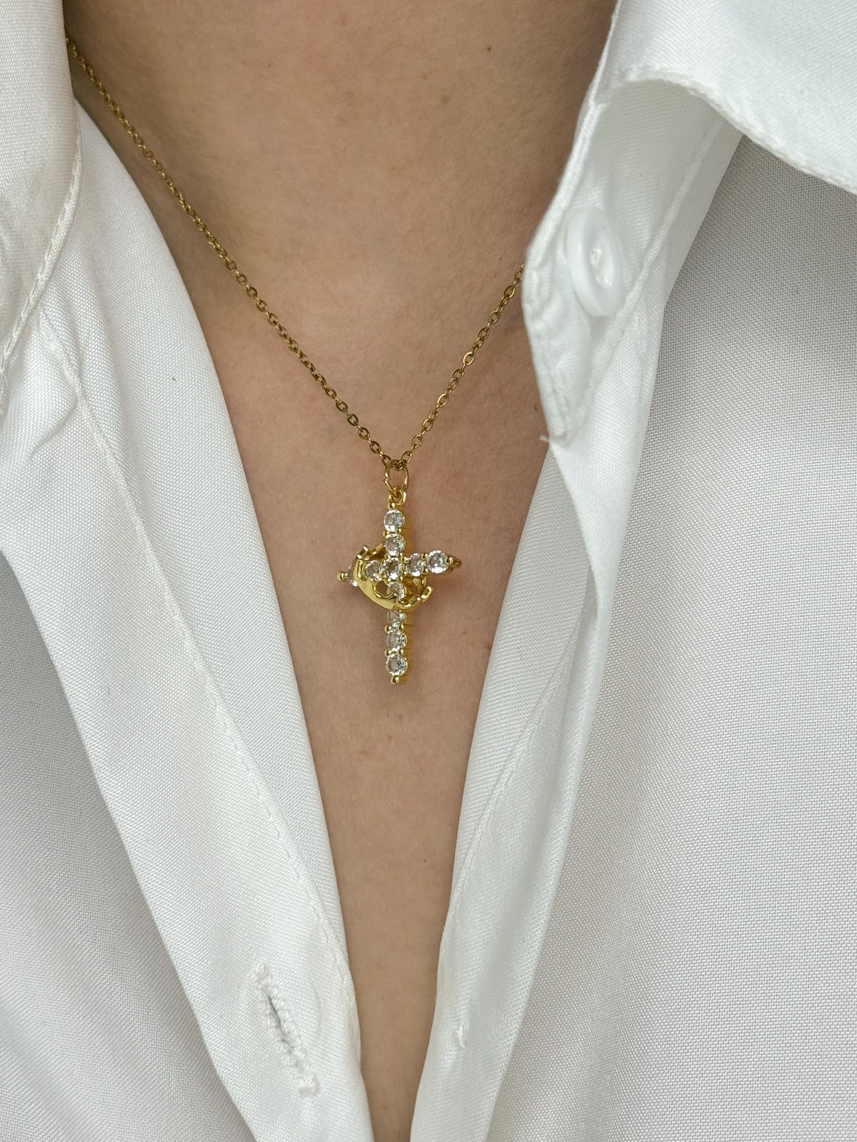 Collar cruz con corona giratoria  - 4