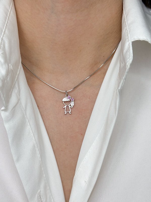 Collar niña lazo rosado