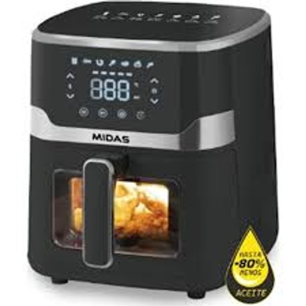 FREIDORA AIR FRYER MIDAS C/ VISOR KAMBA PRO 5.5L 1350W NEGRO 
