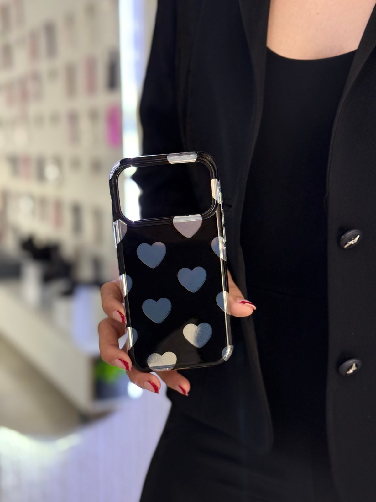Case elegante Negro con diseño de corazones plateado - iPhone 17 Pro - 5