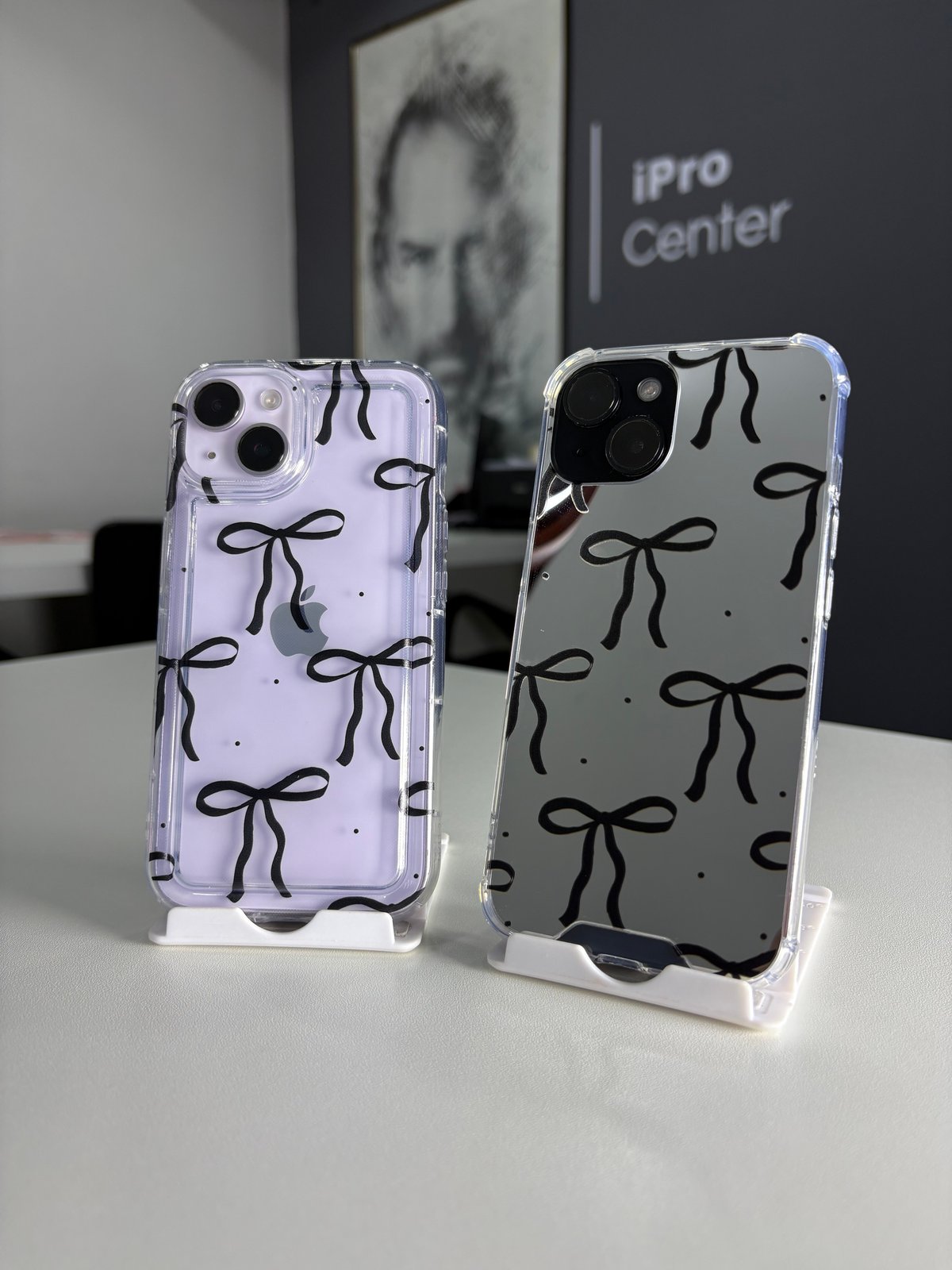 Case con diseños de moños transparentes y espejado 13/14/15 Normal  - 2