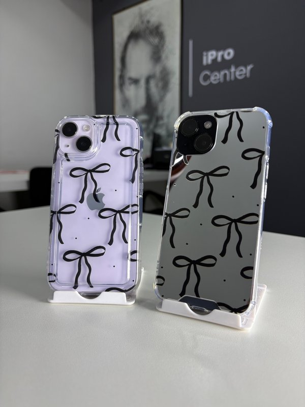Case con diseños de moños transparentes y espejado 13/14/15 Normal 