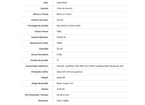 iPad Pro (2025) 11" Wifi M5 512GB MDWM4LL/A - Space Black