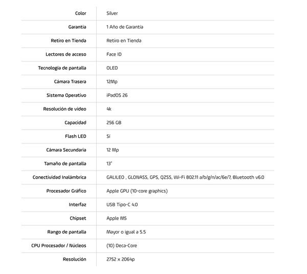 iPad Pro (2025) 13" Wifi M5 256GB MDYK4LL/A - Silver